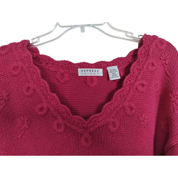 3192) Vintage Express Tricot Pink Chunky Sweater Size Medium - Picture 2 of 9
